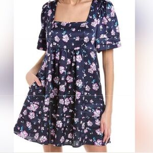 Draper James Dottie Babydoll  Dress- Zinnia Navy size Large
